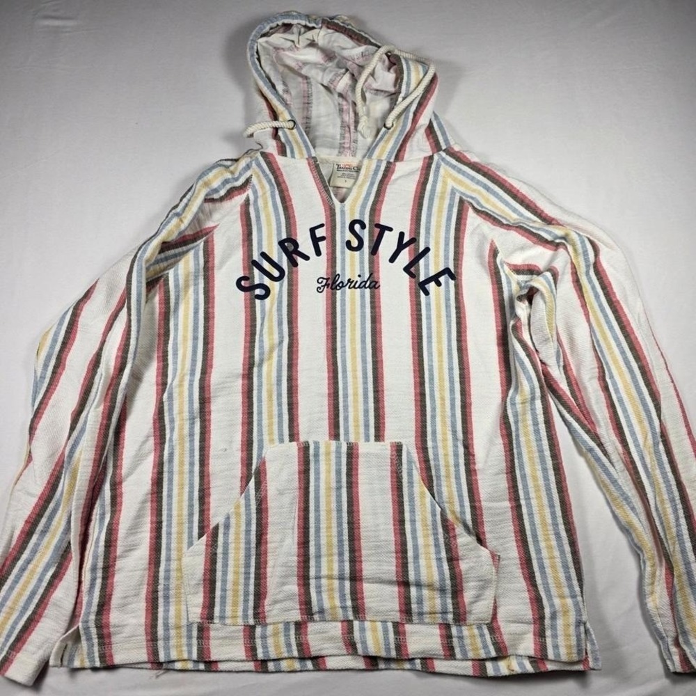 Trading Co Beach Outfitters Striped Hoodie Surf Style Florida Casual Size L‎